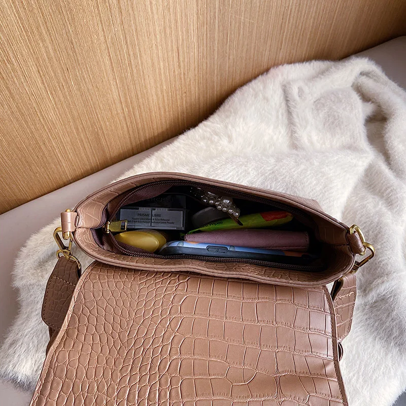 

Vintage Black Stone Pattern Women's Shoulder Crossbody Bag Solid Square Leather Female Handbags Weave Strap Ladies Totes Bag Sac