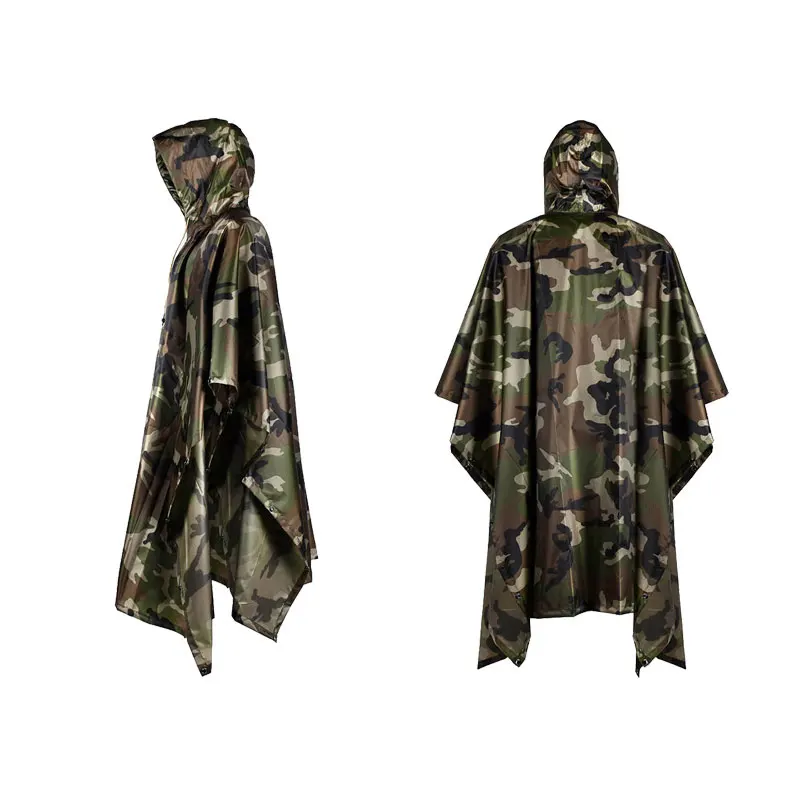 Женский плащ пончо MENFLY камуфляжный дождевик с диагональным воротником из леса и