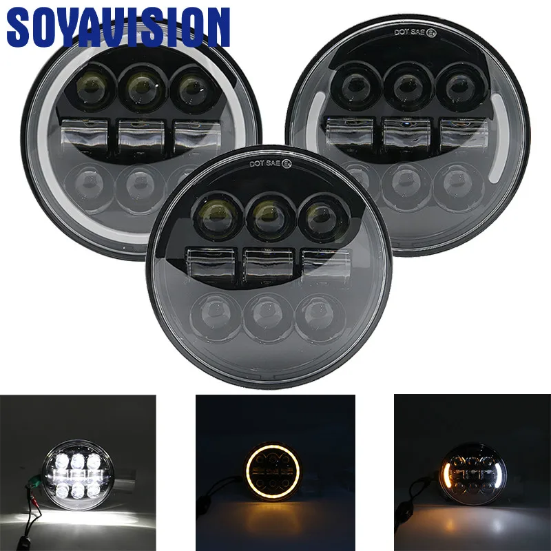 5 75 &quotмотоциклетная светодиодный ная фара лампа для фары Sportster Cafe Racer Bobber