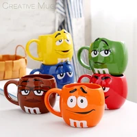 cute mms chocolate bean mugs set american 3d cartoon ceramics coffee tea cups hot breakfast milk watrer bottle christmas gift