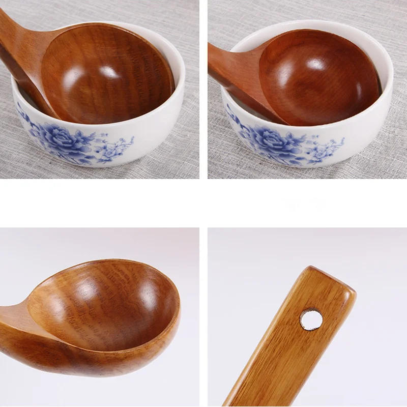 

Vacclo Wooden Large Soup Spoon Long Handle Soup Porridge Cornmeal Scoop Kitchen Tableware Cooking Cutlery for Hot Pot Restaurant