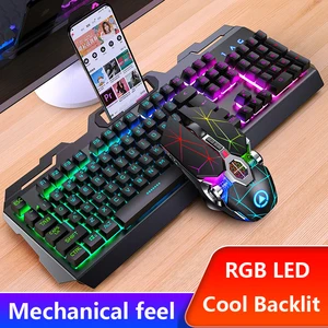 gaming keyboard and mouse wired metal keyboard rgb backlight keyboard mouse combo set gamer kit 4000dpi silent gaming mouse set free global shipping
