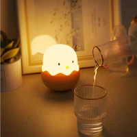 led children night light for kids soft silicone usb rechargeable cartoon creative chick touch bedside lamp cute eye protection b