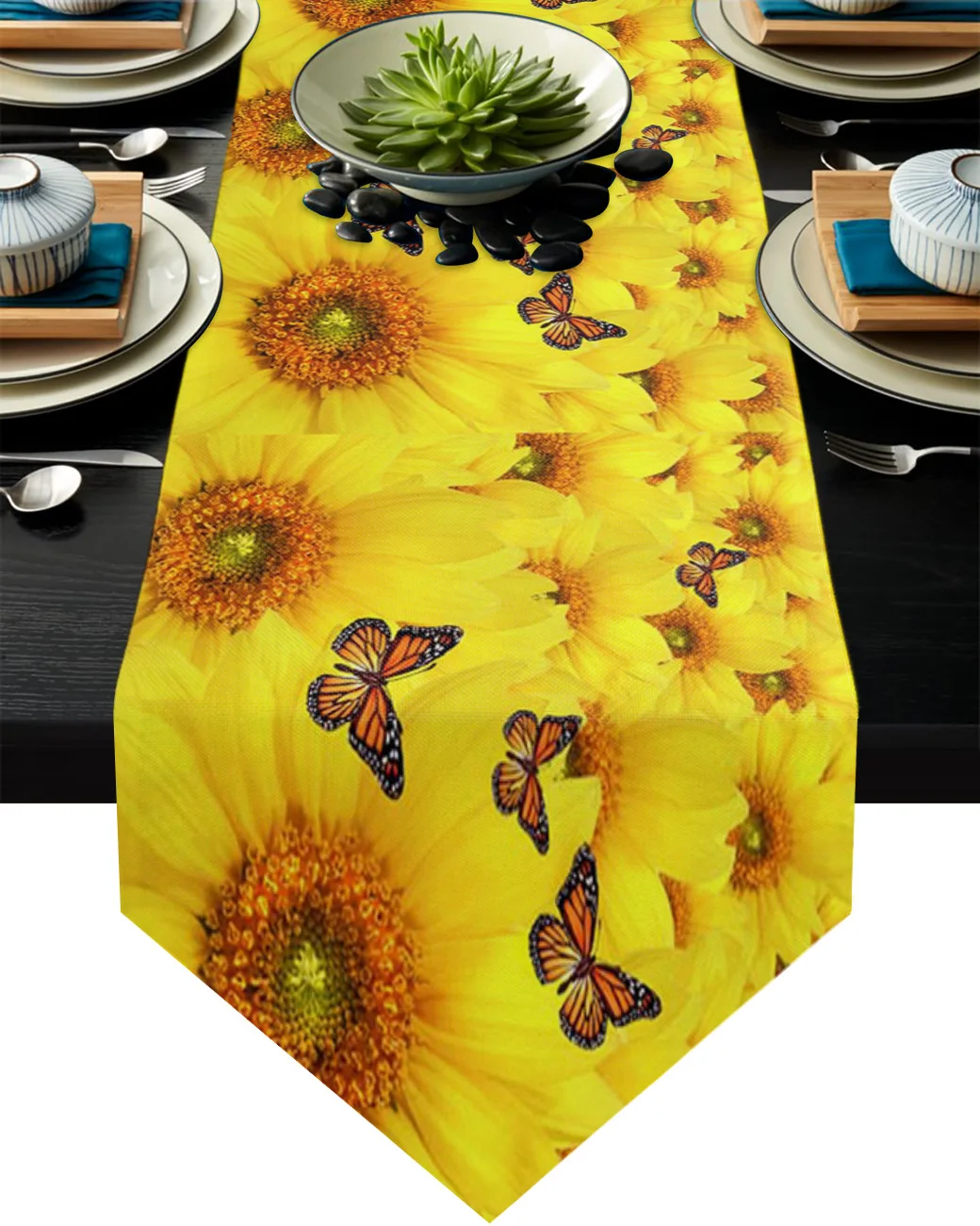 

Современная скатерть в виде подсолнуха, бабочки, растений, цветов, домашний декор, свадебное украшение для отеля, банкета, чайного столика
