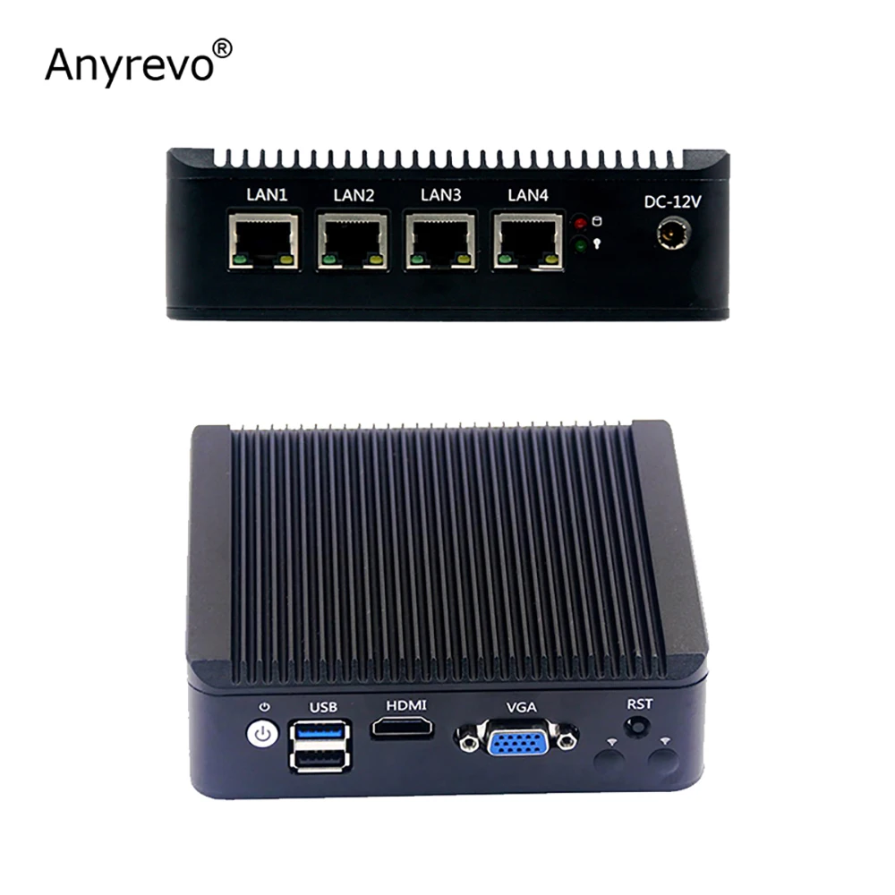 X86 Linux Безвентиляторный мини-ПК 4 LAN intel Celeron J3455 ядра маршрутизатор брандмауэра pfSense