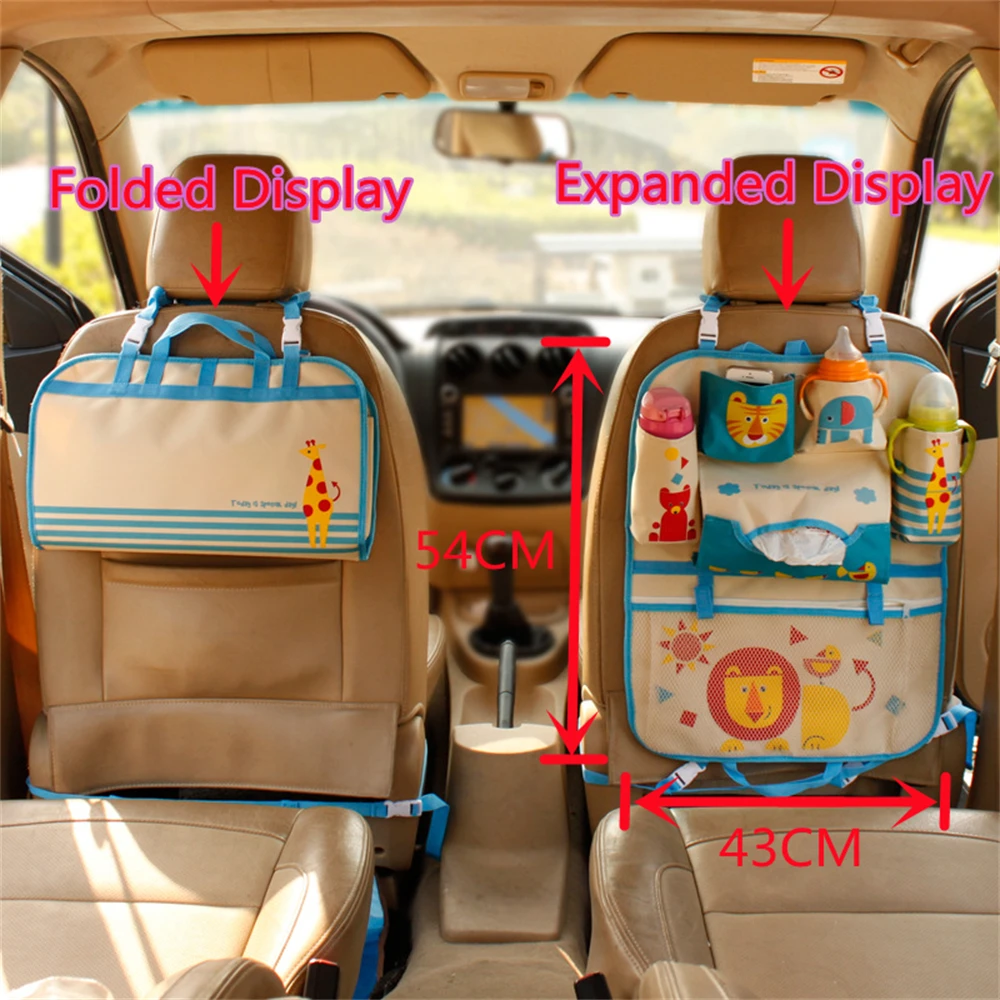 cartoon car seat back organizer multi pocket storage bag tablet holder auto interior accessories stowing tidying free global shipping