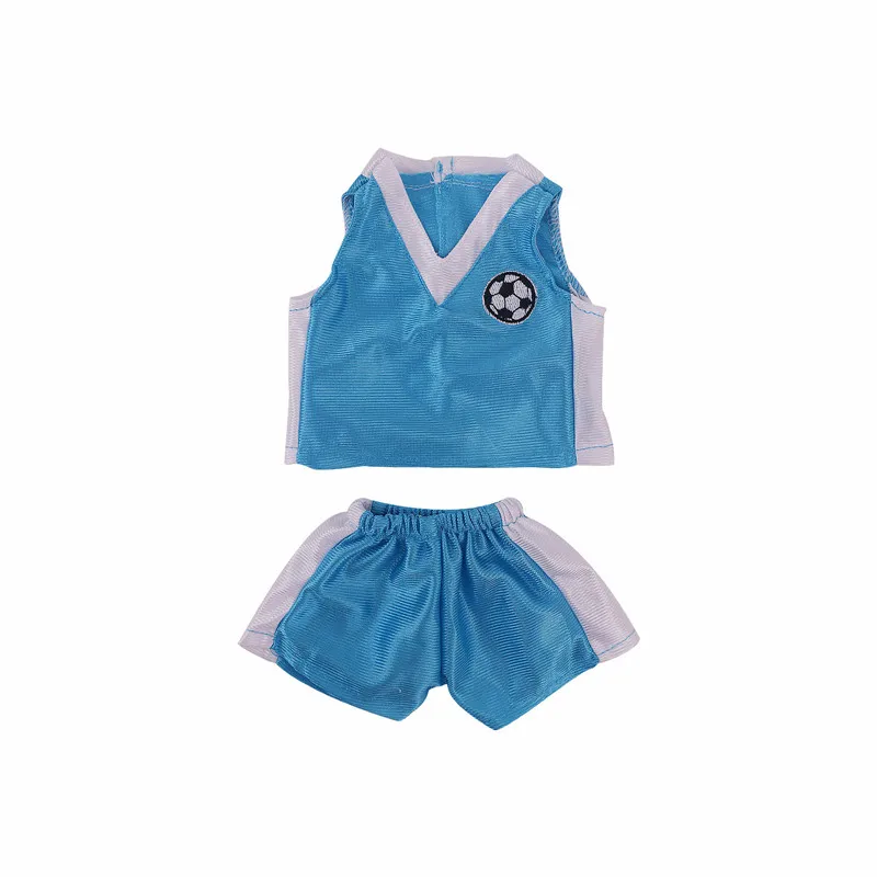 

2021 New Blue Football Uniform Outfit Suits Wear For 18Inch American Dolls&43cm New Born Baby Doll Clothes Accessories