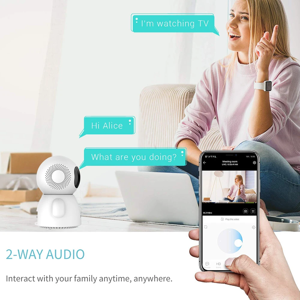 Smart Auto Tracking Home Security Camera Motion Detection Two Way Audio WiFi IR Night Vision Baby Monitor Pan 355 Tilt 90 | Безопасность