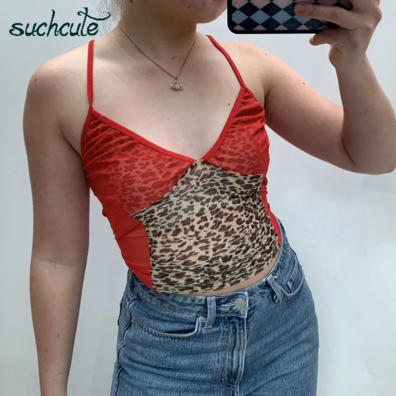 SUCHCUTE dot crop top women with strap aesthetics female T-shirt E-girl V neck tee vintage summer 2020 90s outfits club | Женская одежда