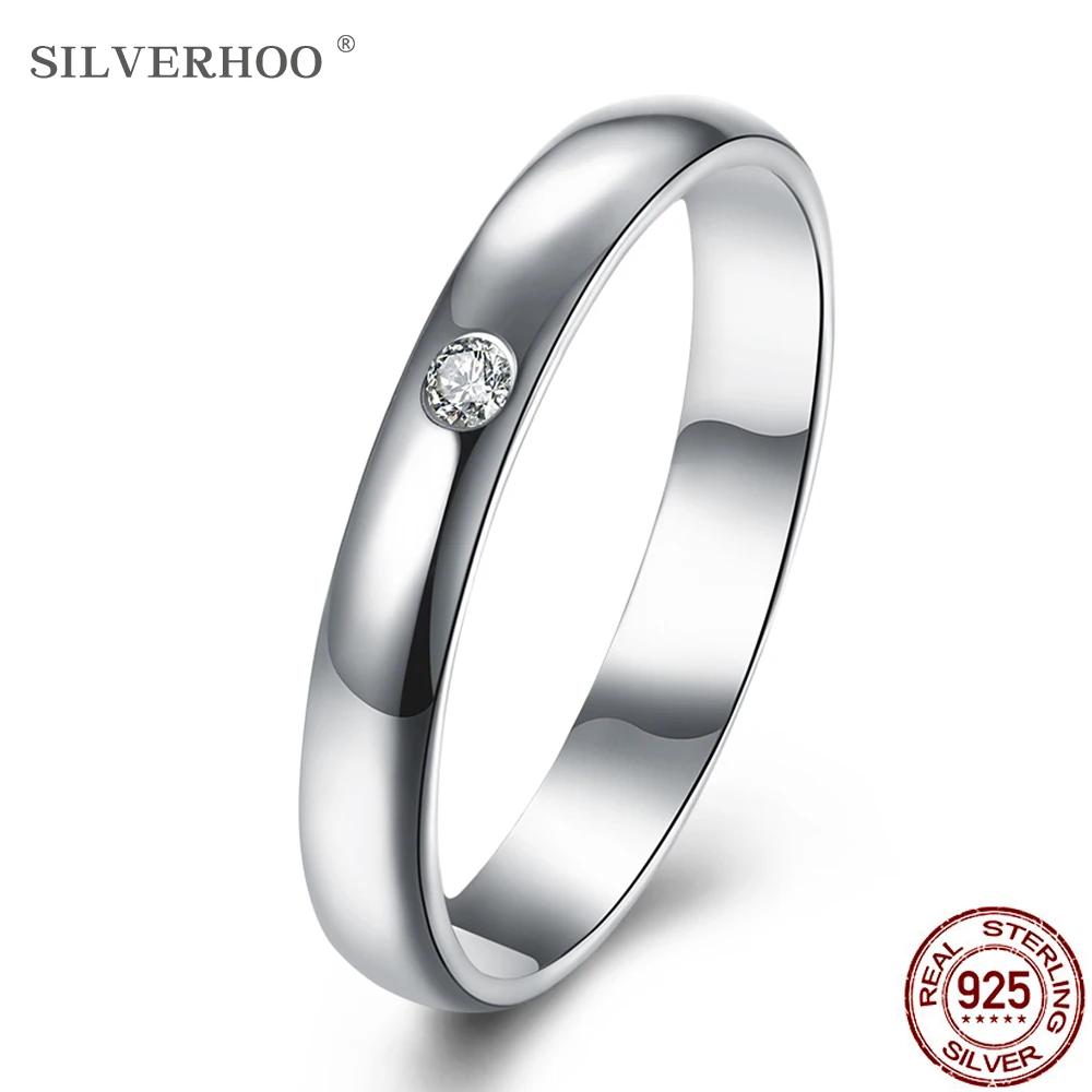 

SILVERHOO 925 Sterling Silver Rings Minimalist New Arrival Tiny Zircon Women Ring Wholesale Fine Silver Jewelry Girlfriend Gift