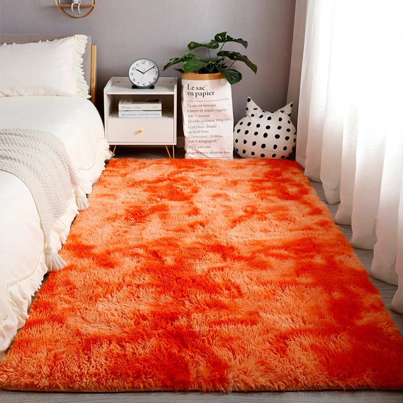 

Soft Fluffy Orange Area Rug Colorful Shaggy Kids Room Rug Plush Playing Mat Living Room Carpet Home Decor Carpet Nursery Rugs