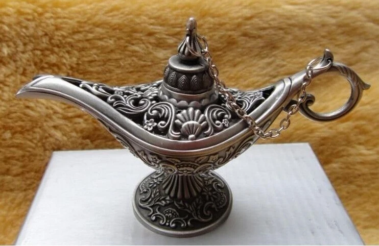717 + коллекция тибетского Аладдина Джина масляная лампа винтажное серебряное
