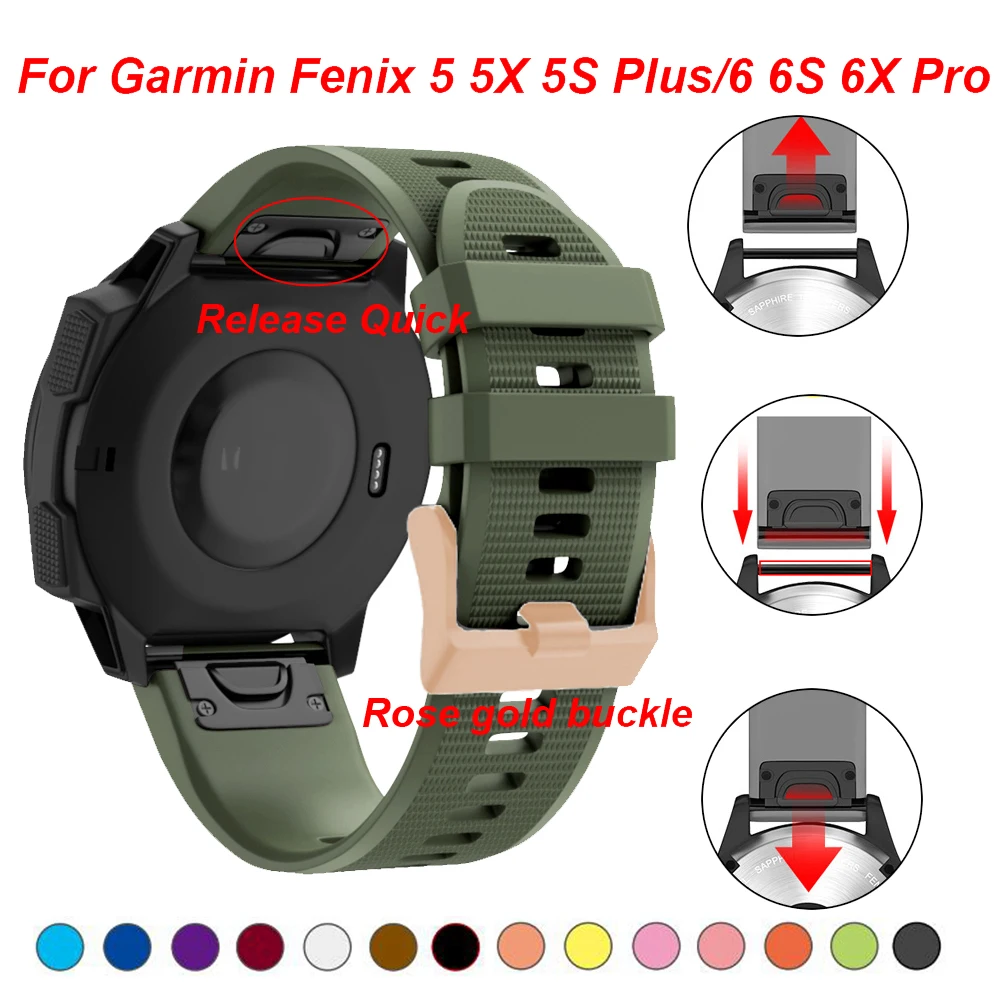 

Ремешок силиконовый для наручных часов Garmin Fenix 5 5X 3 3 HR Fenix 6X 6 6S S60