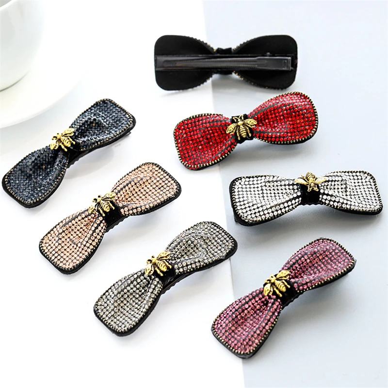 

New Women Shiny Full Diamond Hairpins Gilrs Retro Metal Bows Hair Clip Barrettes Hair Ornament Fashion Hair Accessories Vikar