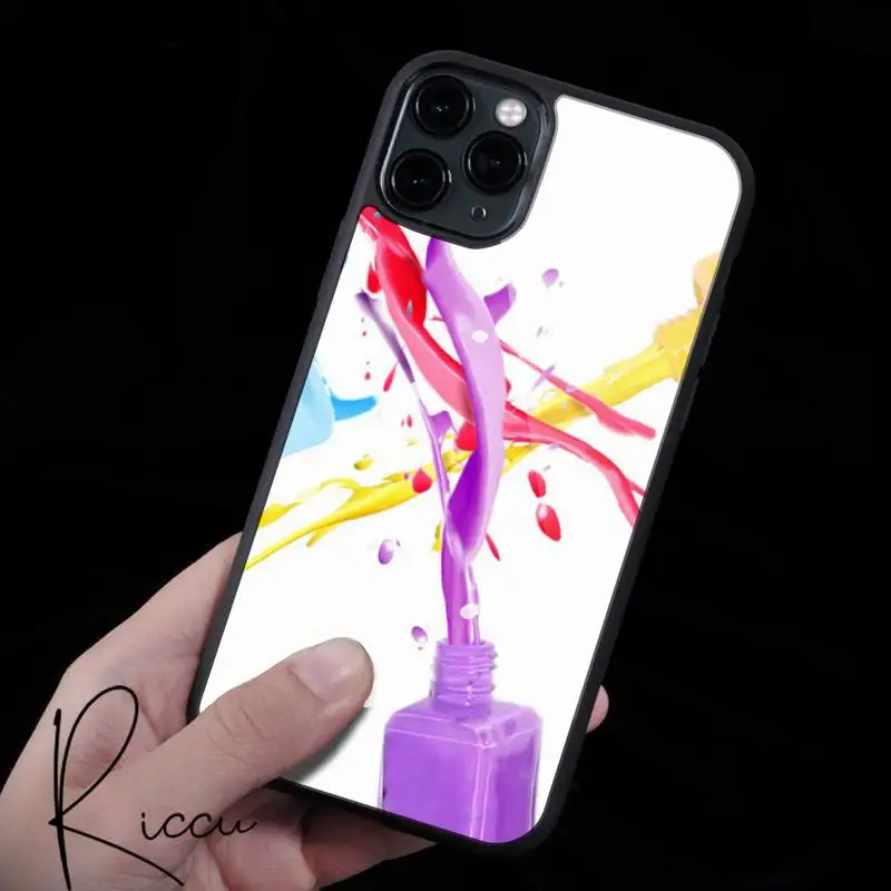 

Art Multicolored Nail Polish Bottle Set Phone Case Rubber For IPhone 12 11 Pro Max XS 8 7 6 6S Plus X 5S SE 2020 XR 12Mini Case