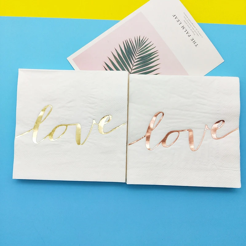 48 шт. салфетки из фольги под розовое золото 33 см|Одноразовая посуда для вечеринок|