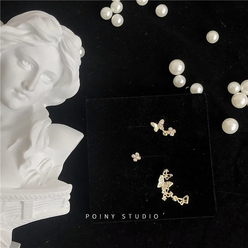 

3Pcs/Lot Piercing Cuff Earring Earcuff Wrap Rock Cuff Gold Color Crystal Butterfly Women Clip Earring Adjustable