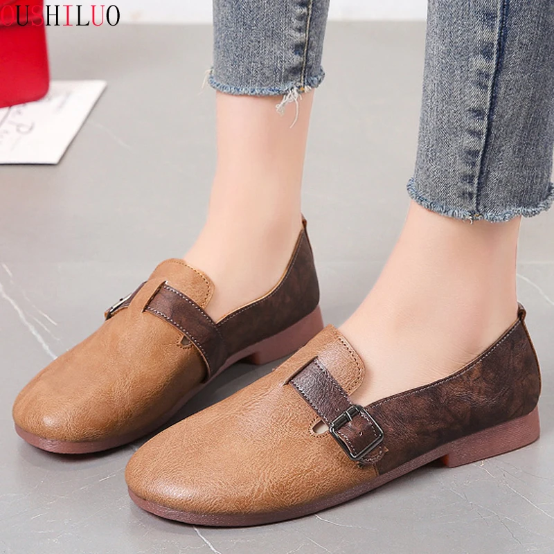 Женские балетки на плоской подошве водонепроницаемые Мокасины цвета хаки с