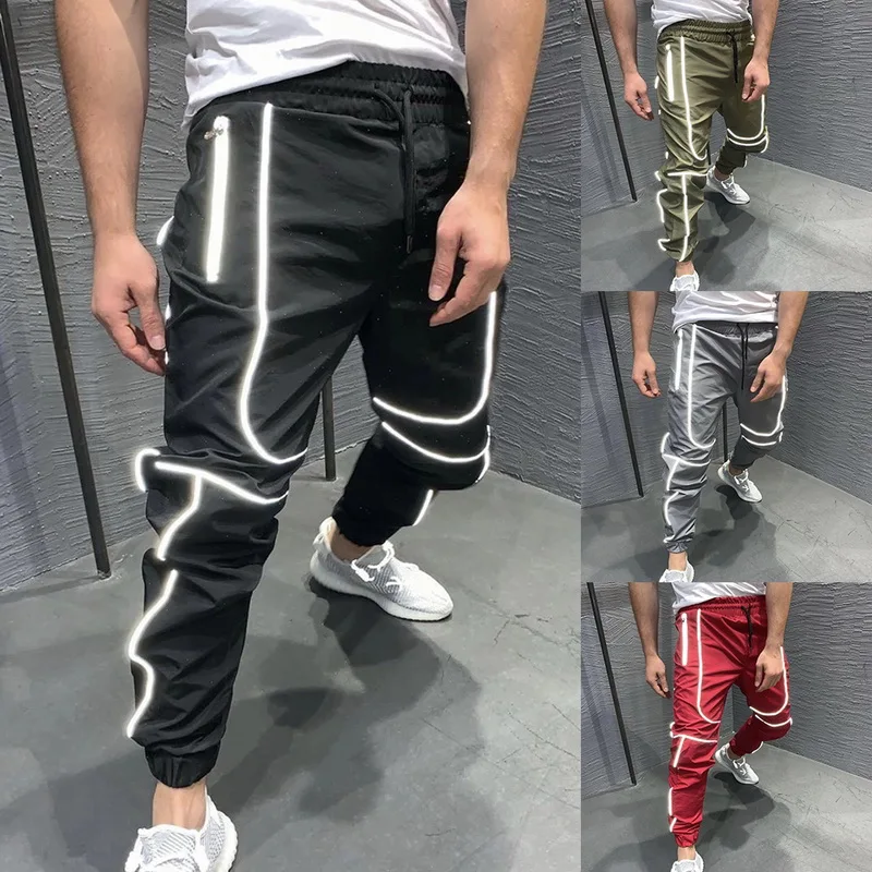 NEW Reflective Pants Streetwear Fitness Men Hip Hop Sweatpants Mens Casual Joggers Unisex Harajuku | Мужская одежда