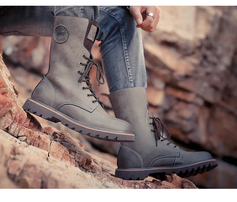 winter Retro genuine Leather Martin boots men shoes quality Hiking boots sports sneakers man lace up boots men footwear