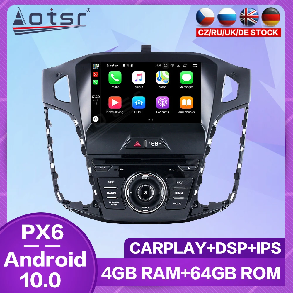 Carplay для Ford Focus mk3 2012 Android радио 2013 2014 2015 2016 2017 головное устройство мультимедийный