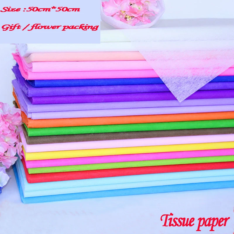 38 Pcs/pack Mist Material Paper Flower Wrapping Tool 50*50cm Craft Christmas Packing Solid Tissue Paper Packaging Gift Bouquet