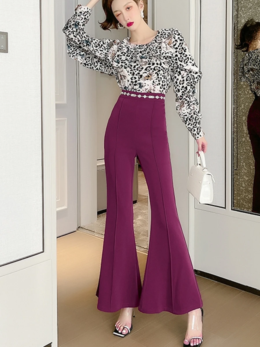 Новинка Весна 2021 брюки со стразами повседневные в стиле ретро с высокой талией