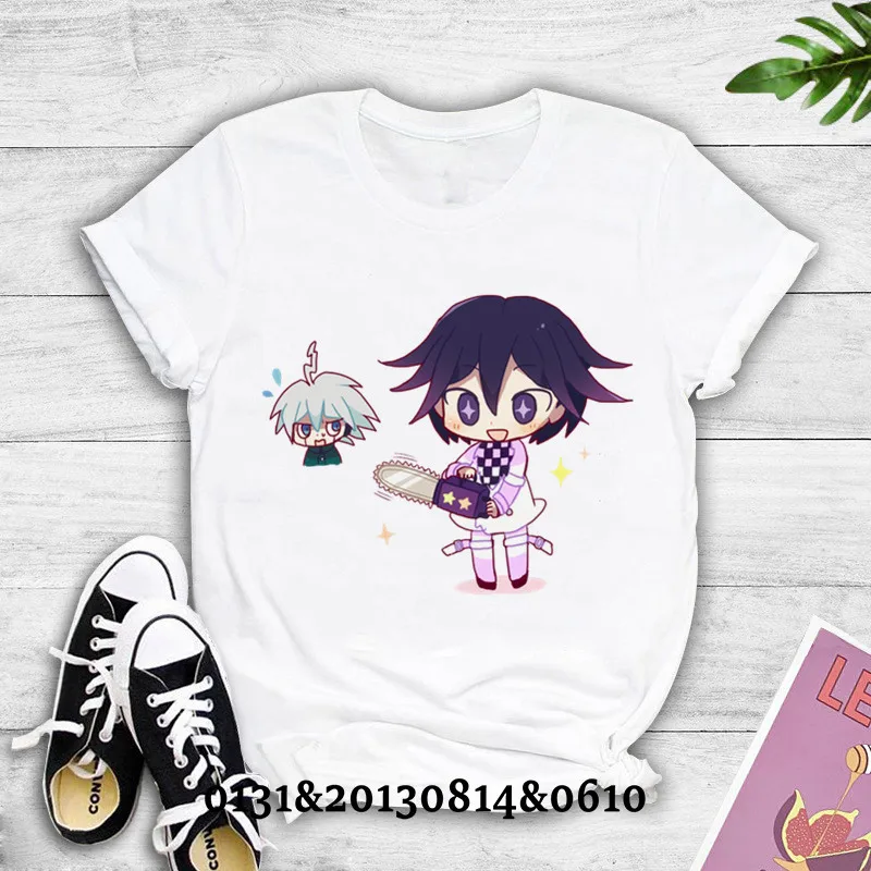 

Japanese Anime Kokichi Ouma Printed T-shirt Women's Fashion Truth and Lies Game Funny Printed T-shirt Casual Short Sleeve Top