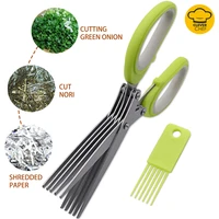 multifunctional multi layer green onion scissors stainless steel onion cutting knife herb seaweed spice scissors kitchen scissor
