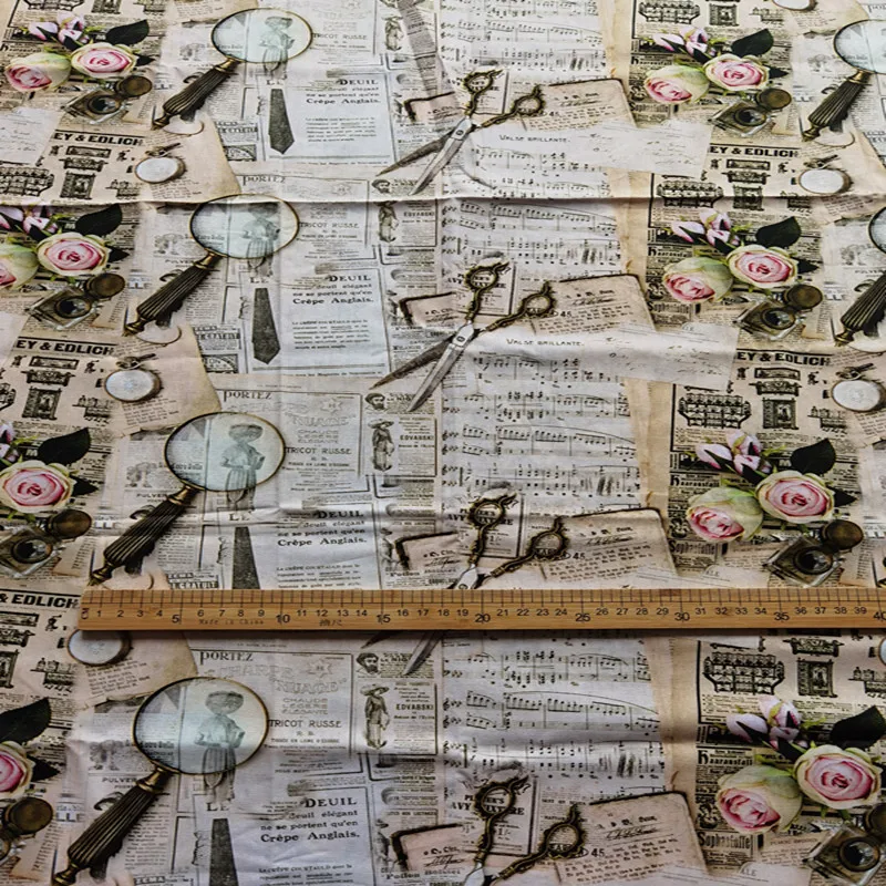 Газета музыкальная нота Роза 100% хлопок ткань для девочек одежда домашний