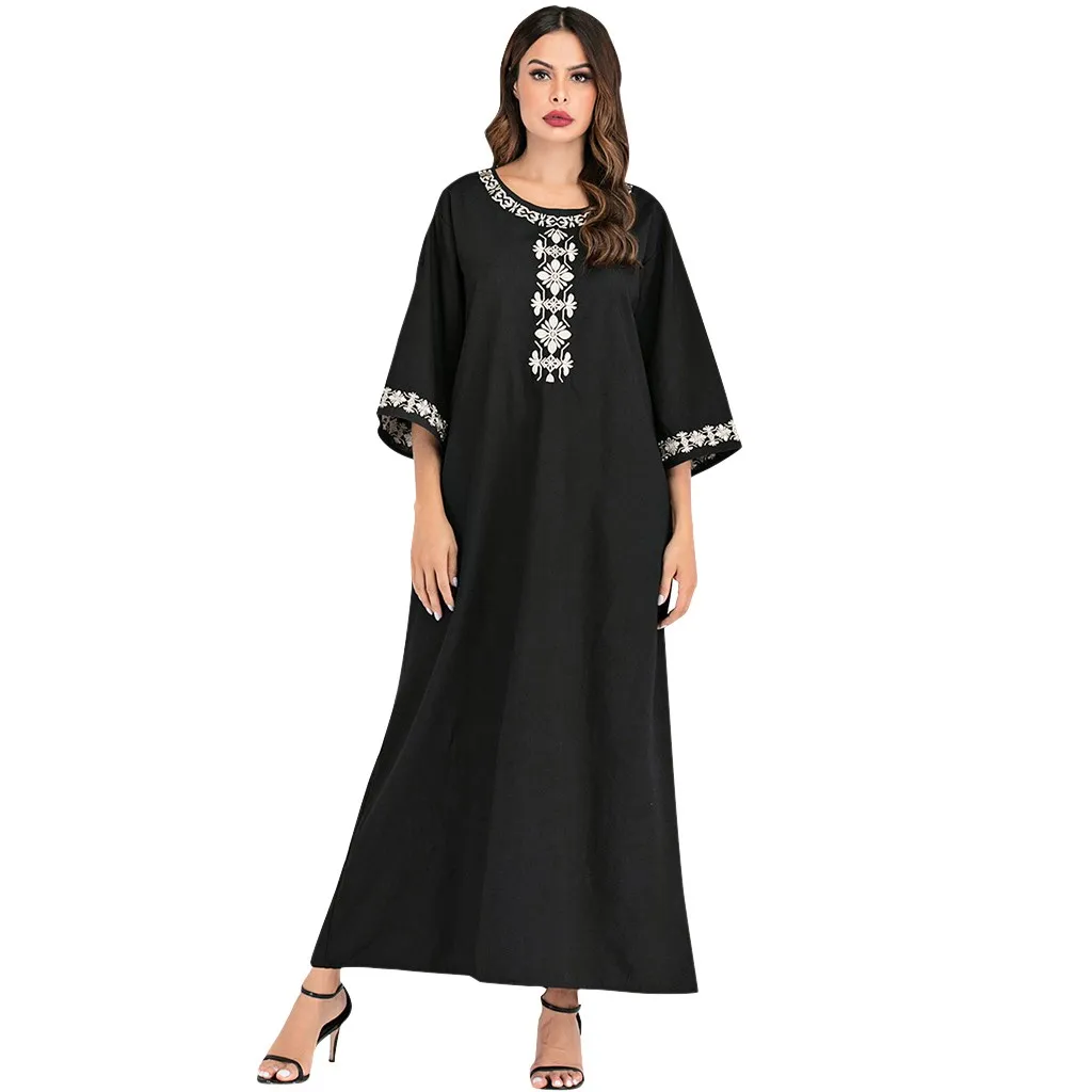 Женское Свободное длинное платье размера плюс весеннее расклешенное с рукавом