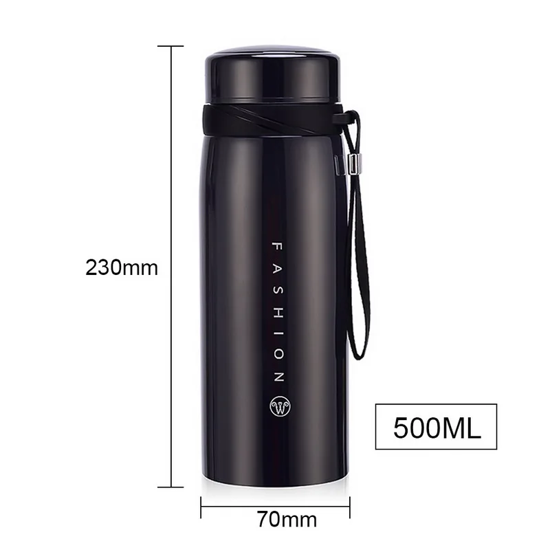 500ml Dark Purple Большая емкость термос бутылка из нержавеющей стали стакан с герметизацией бутылка для воды портативная вакуумная колба для кофе кружка дорожная чашка - Цвет: 500ml Dark Purple