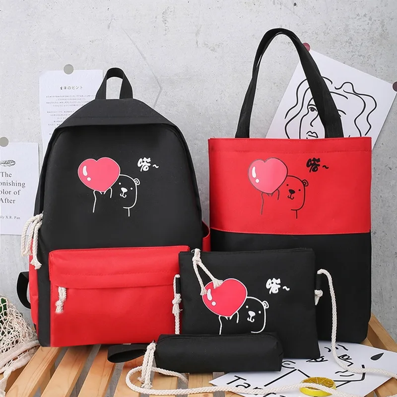 4 шт./компл. женские повседневные школьные рюкзаки школьная сумка для девочек