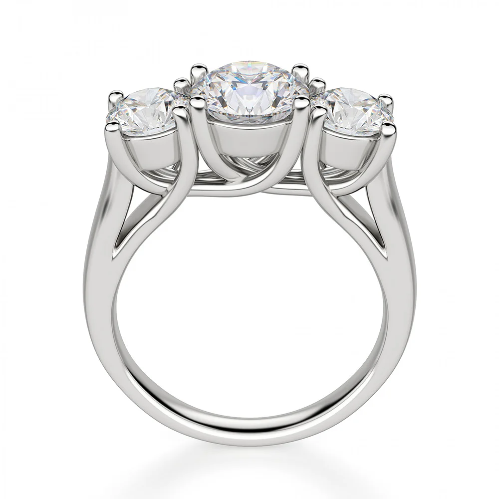 14K белое или желтое золото центр 2ct 8 мм D E цвет Moissanite 4CTW три камня обручальное кольцо для женщин