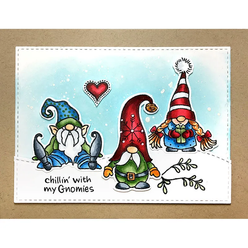 Chilling With My Gnommies Clear Stamp + Die Cut фраза прозрачные силиконовые марки 2020 для