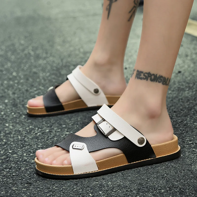 Mens Sandals Flat Slippers Suede Cork Sole Slides Casual Flip Flop Beach Flats Shoes Plus Size | Спорт и развлечения