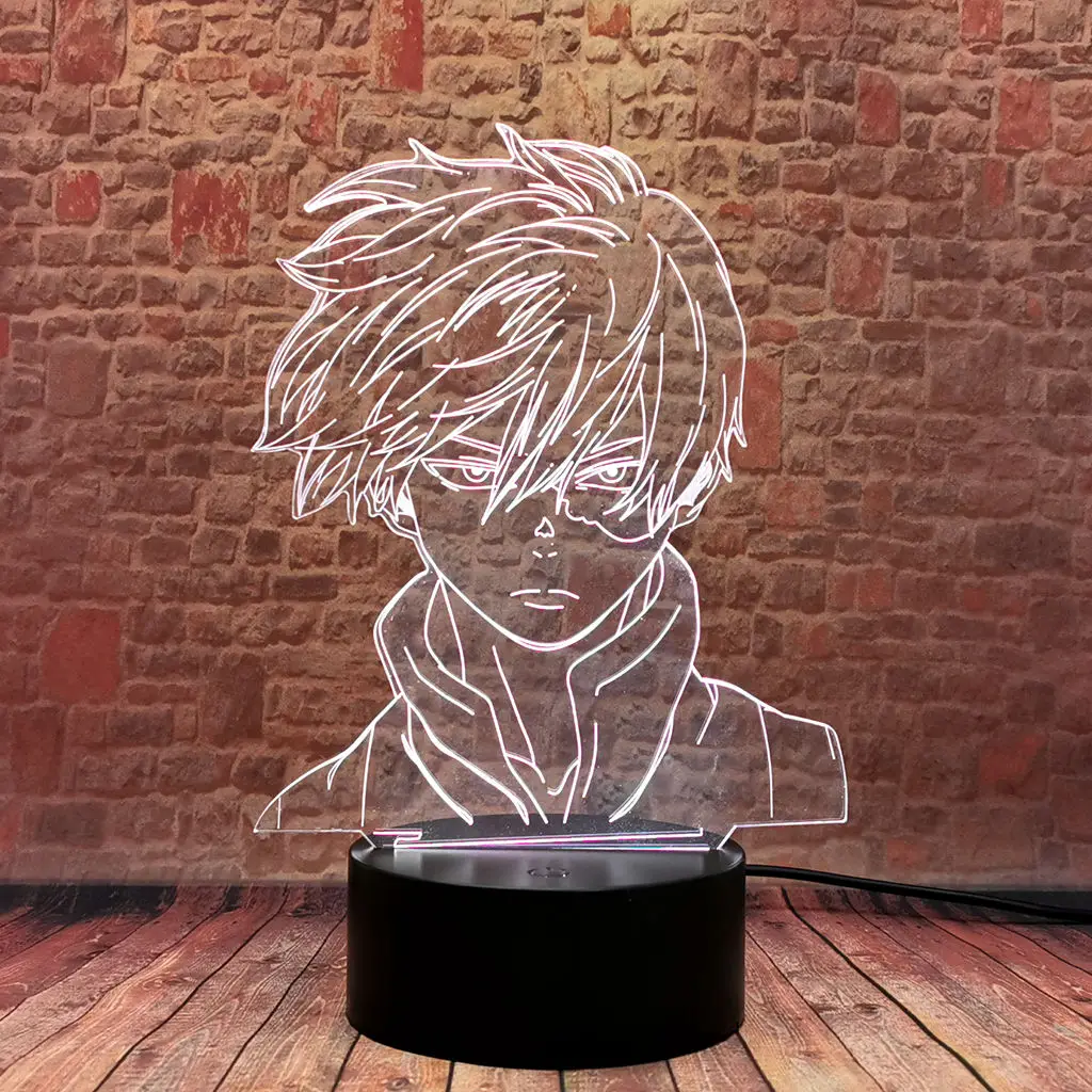 

Настольная 3d-ламсветильник My Hero Academia Shoto фигурки аниме, светодиодсветодиодный, 7 цветов, меняющая цвет, светящиеся игрушки для детей