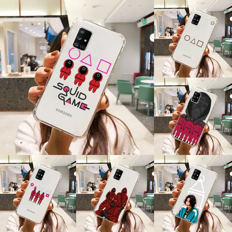 

Squid Game horror tv series Phone Case Transparent For Samsung A51 A50 A71 A70 A81 M60S Note S21 S 20 10 9 8 11 E Plus Ultra