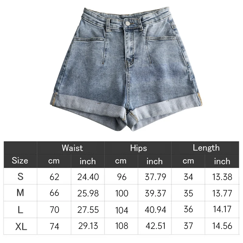 

Women's Denim Shorts 2021 New High-Waist shorts Black Casual Loose Ladies Fashion Large Size Elastic Waist Wide-Leg Short Jeans