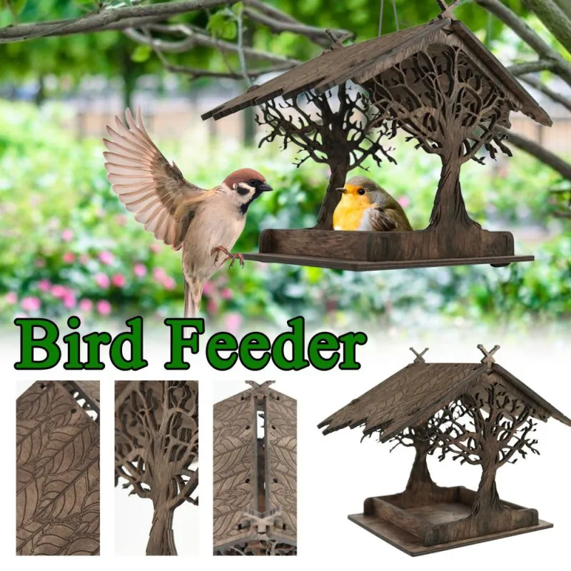 

Bird Feeder Wood Window Viewing Bird Feeders Tray Birdhouse Pet Water Feeder Suction Cup Mount House Type Feeder