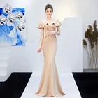 YIDINGZS элегантное вечернее платье с открытыми плечами, прозрачное длинное вечернее платье с аппликацией и бисером YD16288