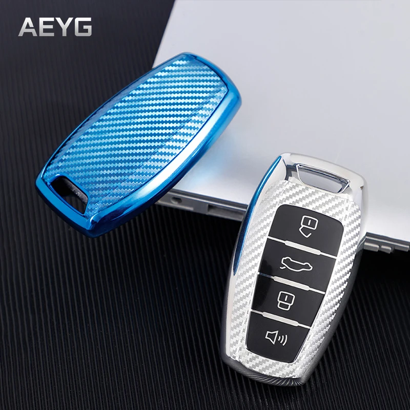 

Carbon Filber Car Remote Key Case Cover Shell For Great Wall Haval Hover H6 C50 Hoist 3 Buttons Remote Keychain Bag Accessories