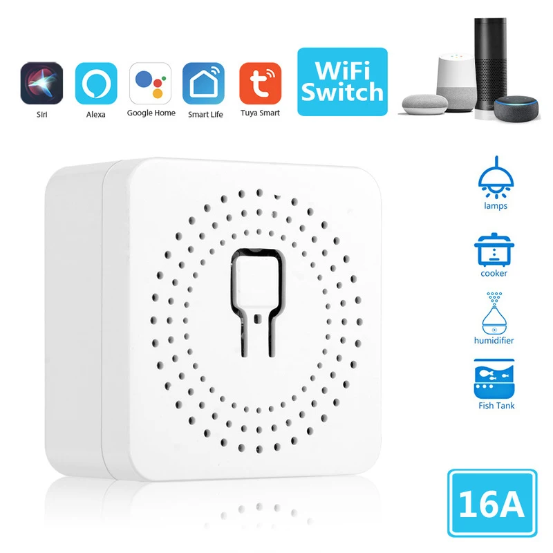 

Tuya Mini WiFi Smart Switch Controller 16A On-off Device Timing Smart Home Voice Remote Control Alexa Google Assistant IFTTT