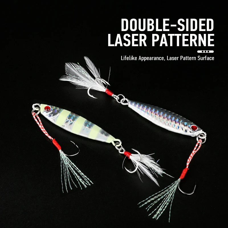 

Ardea Metal Jigs Bait 1Pcs 21g Micro Jigging Trolling Wobbler Spoon Fishing Lure Artificial With Feathers And Hooks Pike Tackles