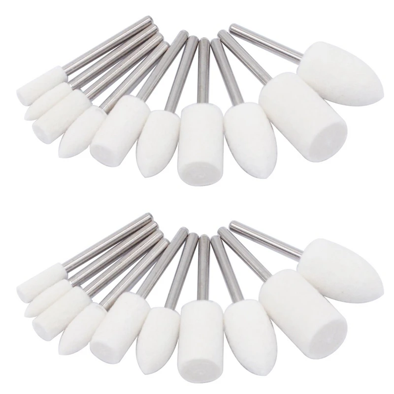 Promotion! 20Pcs Wool Felt Mounted Mandrel Polishing Buffing Wheels Grinding Bits Grinder Head Polish Watch Jewelry Rotary Tool |