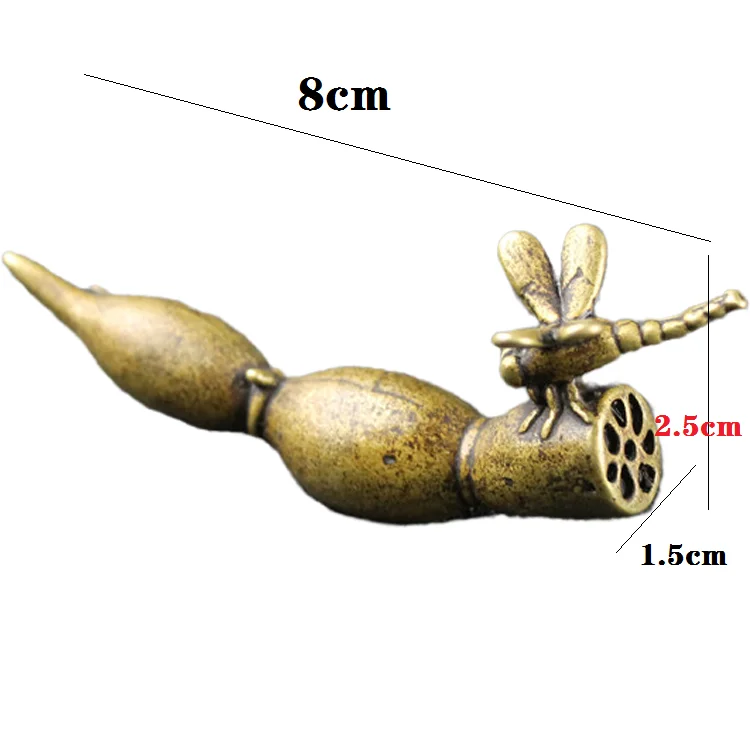 Ручная работа винтажная латунная медная статуя в форме стрекозы с корнем лотоса