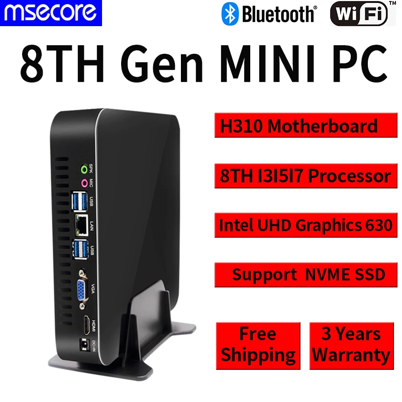 MSECORE i5 8400 I7 8700 DDR4 игровой Мини ПК Windows 10 Настольный компьютер игра barebone linux intel UHD630 HD VGA wifi bluetooth
