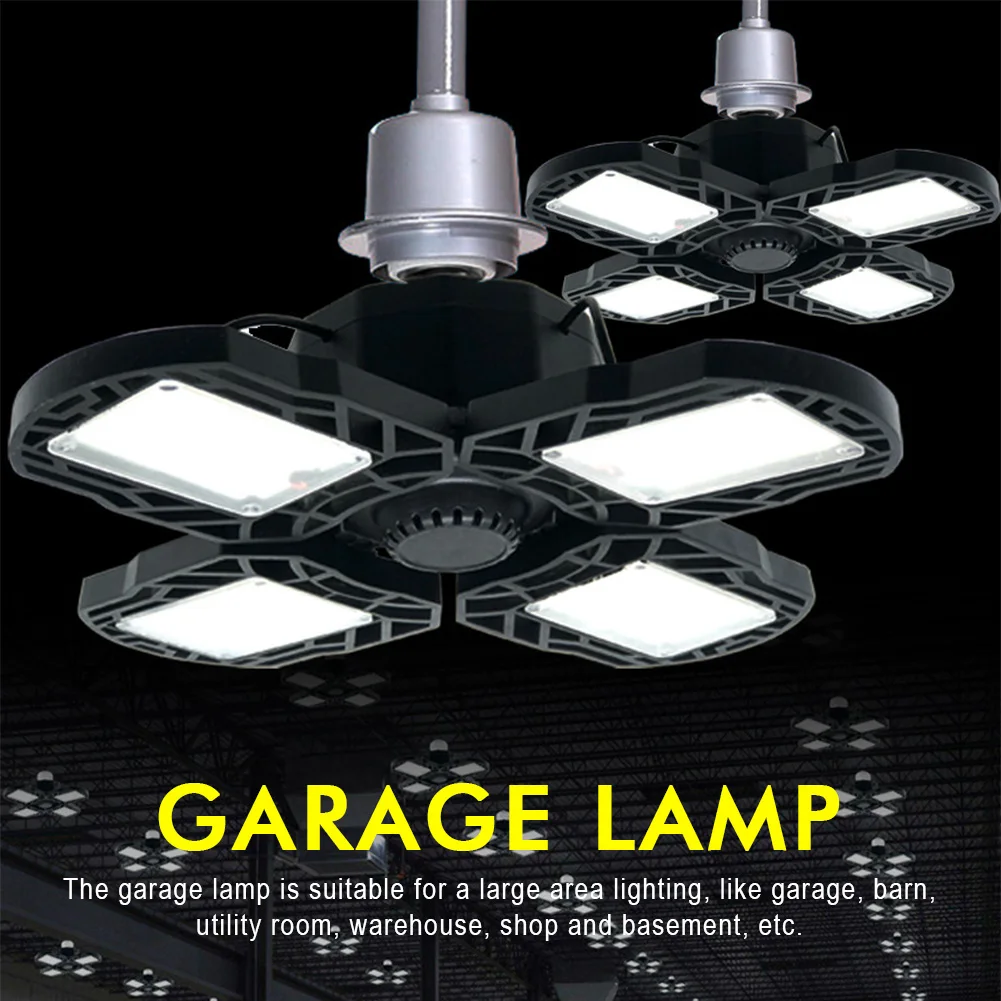 

E27 80W Easy Install Four Leaf Ceiling Workshop Barn Industrial Warehouse Hollowed Out Basement Deformable Lamp LED Garage Light