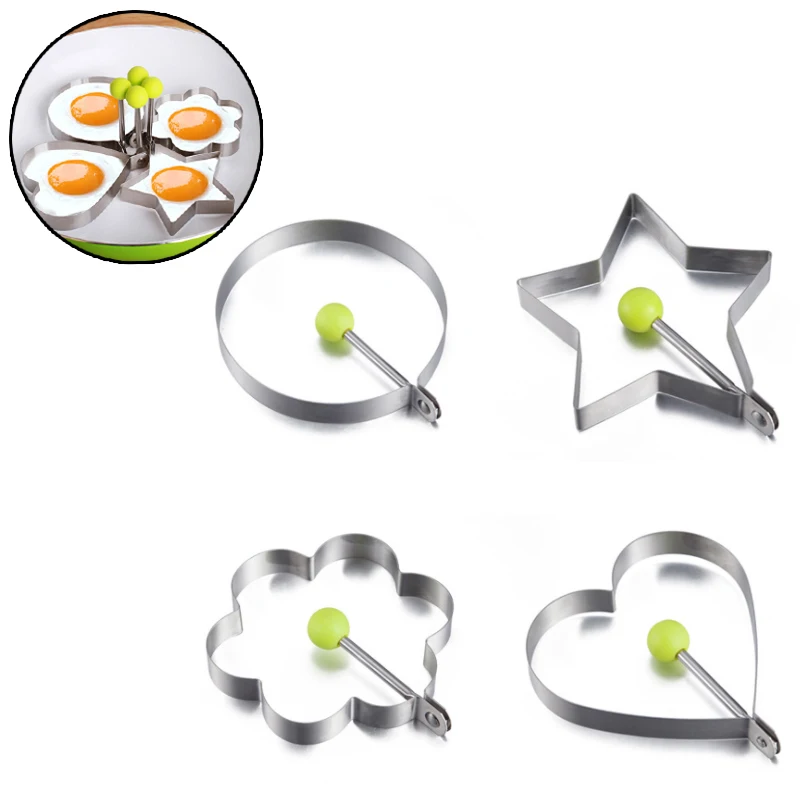 4 Style Stainless Steel Fried Egg Shaper Pancake Mould Omelette Mold Frying Cooking Tools Ring Circle Heart Kitchen Gadget | Дом и сад