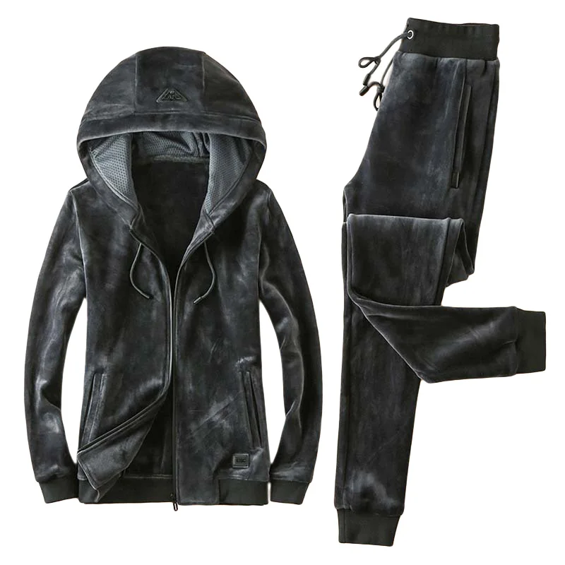 Мужской 2020 сохраняющий тепло костюм для бега зимний плюс бархатный утепленный